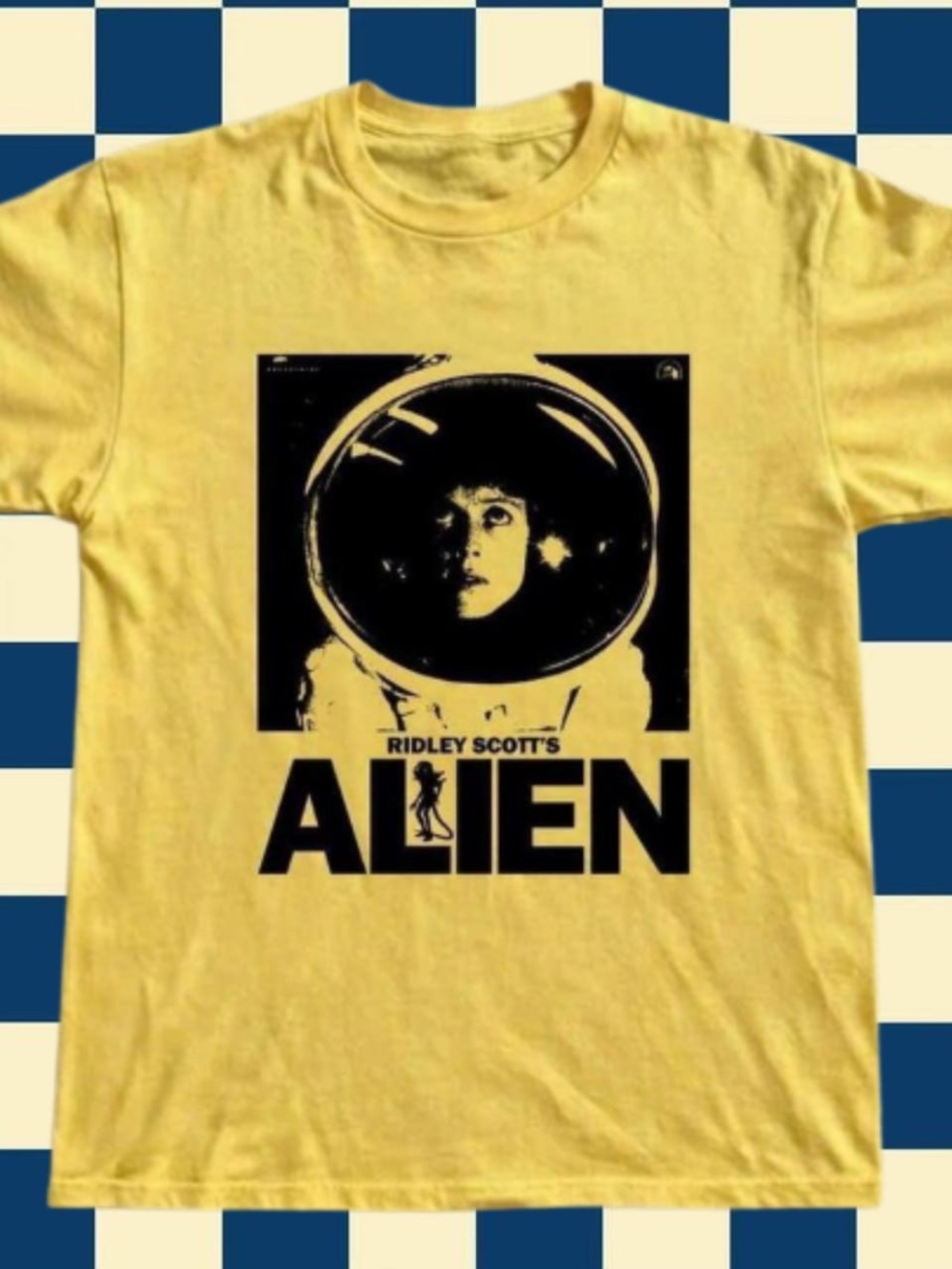 Gildan Yellow Tee with Black 'Alien' Graphic